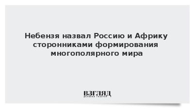 Небензя: Россия и Африка выступают за формирование многополярного мира