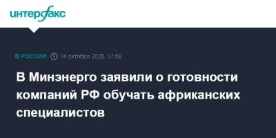 В Минэнерго заявили о готовности компаний РФ обучать африканских специалистов